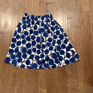 Kate Spade Blue and White Circle Print A-Line Skirt